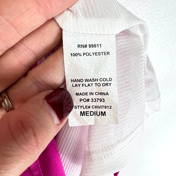 NWT AQUA Hot Pink V-Neck Romper Keyhole Back Size M - Picture 9 of 9